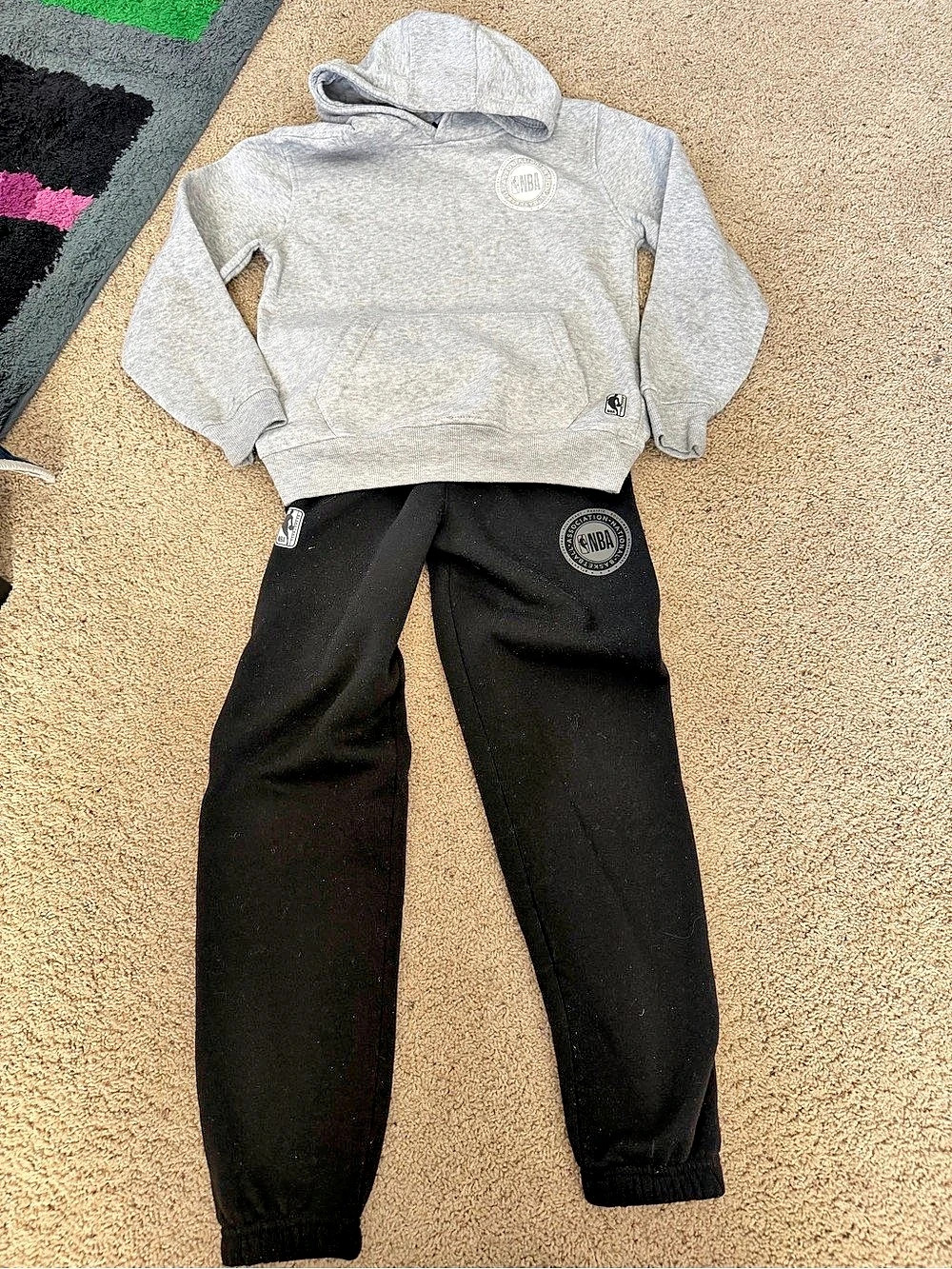 NBA Kids Matching Hoodie Jogger Set in Gray & Black